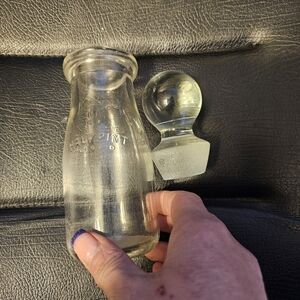 Vintage Glass Milk Bottle and Stopper